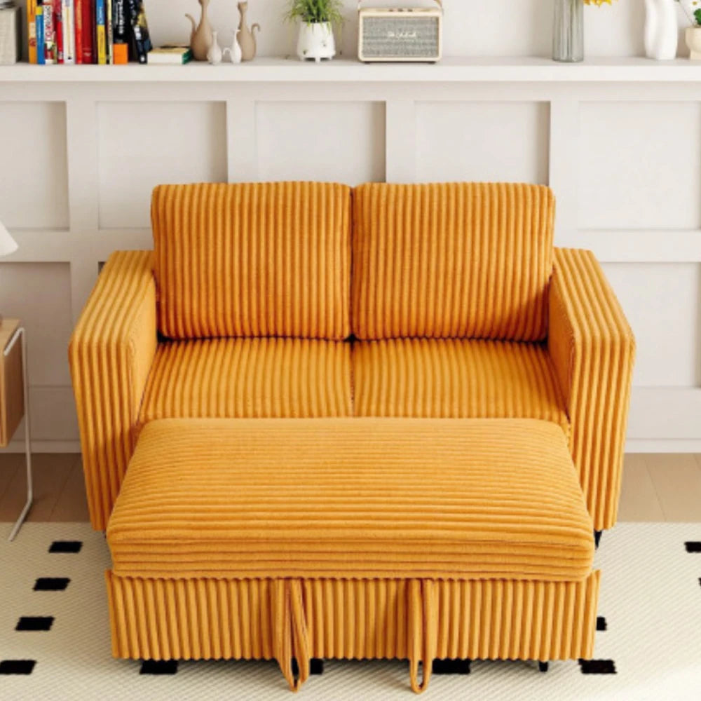 Two-seater Couple Sofa Corduroy Convertible Double Sofa Bed