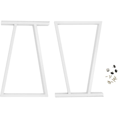 28Inch White Metal Table Legs, 2pcs Trapezoidal Table