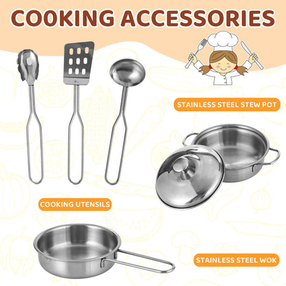 Play Kitchen for Kids, Cooking Playset w/Realistic Light & Sound