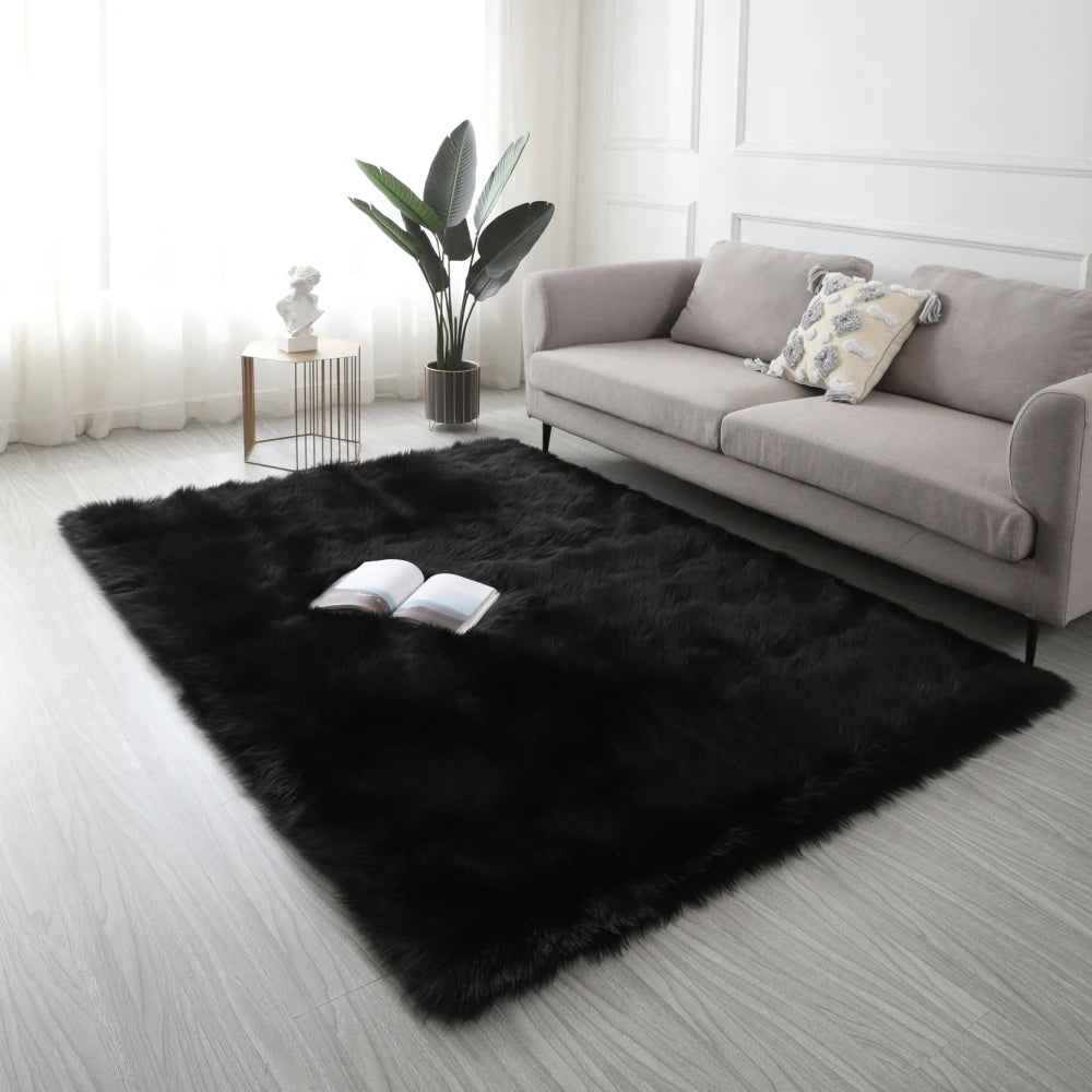 Faux Fur Sheepskin Area Rug Bedroom Blanket Living Room