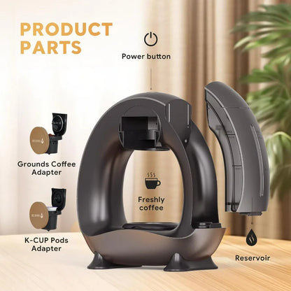 Single Serve Coffee Maker For K Cup Pod and Coffee Grounds /Tea, Fast Brew in 2 minutes, 2 IN 1 One Button Coffee Machine 4-8 Oz
