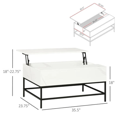 Lift Top Coffee Table Modern Hidden Storage Metal Legs