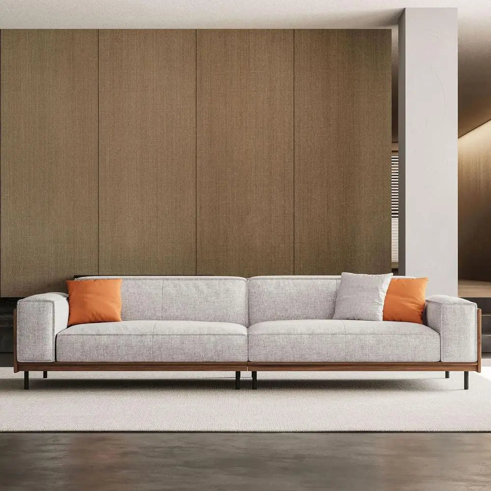 4-Seater Fabric Sofa with Wood and Metal Legs, Comfortable Timecloud Couch, Easy Assembly, Ideal for Office or Living Room, Gray