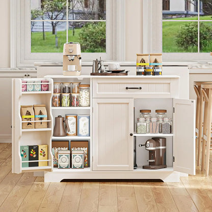 Kitchen Coffee Bar Cabinet with Storage Kitchen Sideboard Buffet Cabinet with Drawers, Short Pantry with Door and, Customized