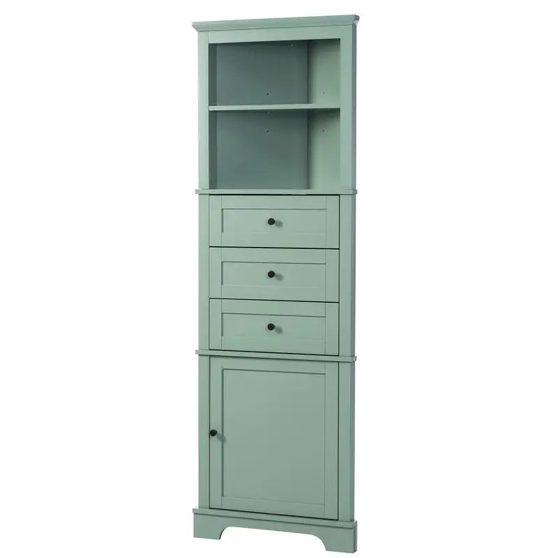 Green Triangle Tall Cabinet, 3 Drawers, Adjustable Shelves