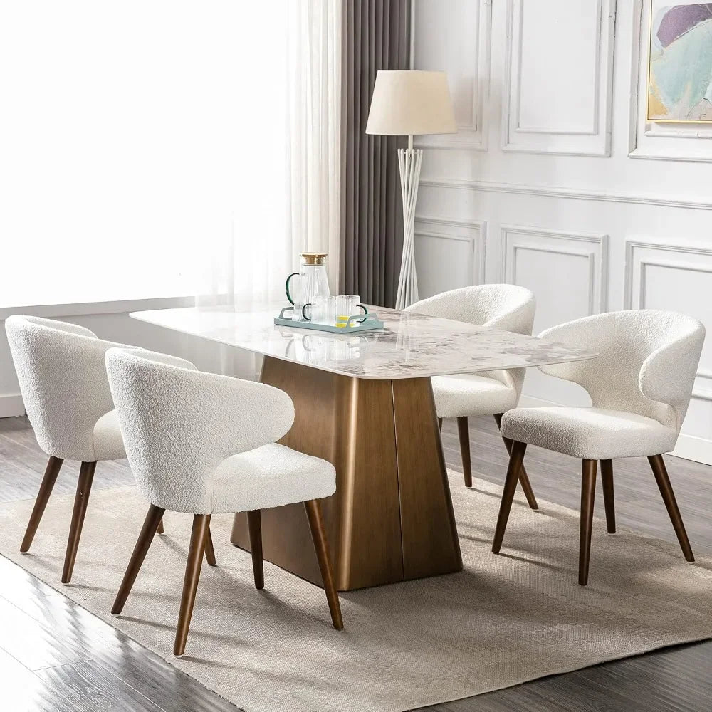 Upholstered Accent Arm Chairs Set of 6, for Kitchen Dining Room Side Chairs with Wood Legs, Mid Century Modern Dining Chairs
