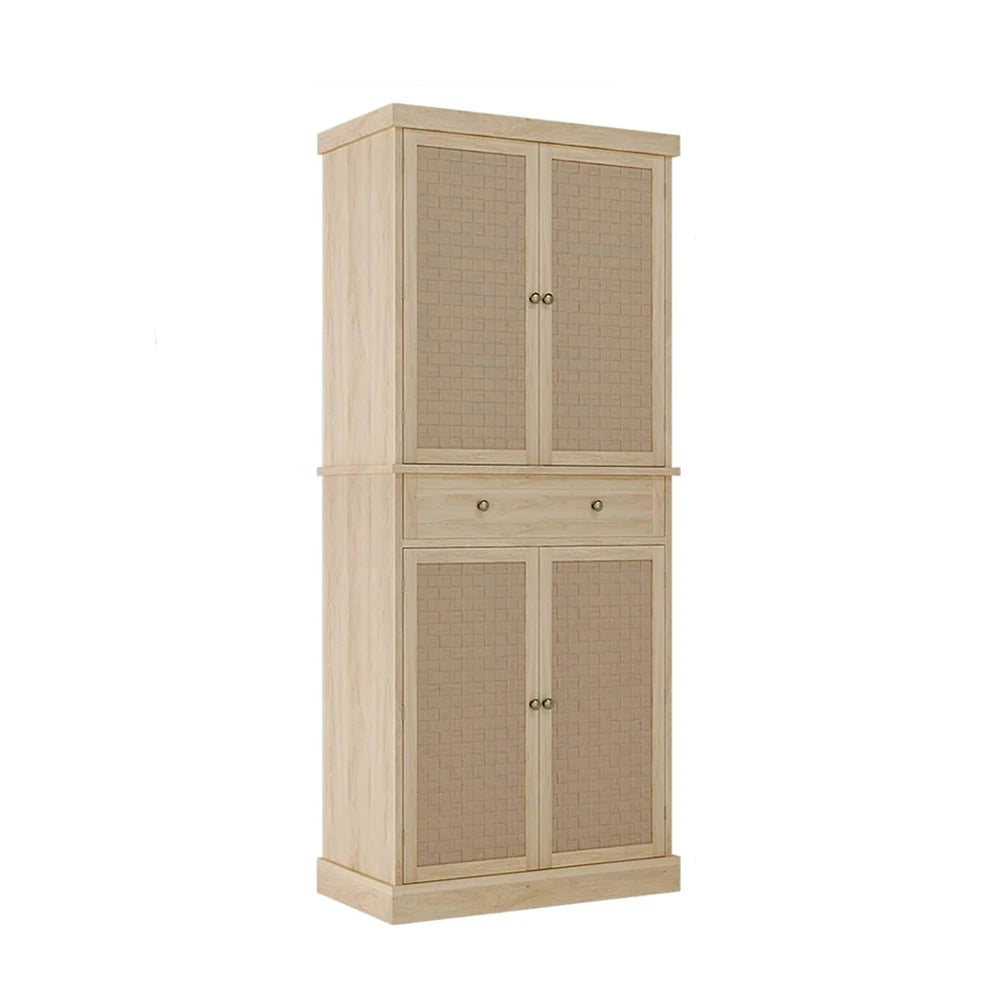 Kitchen Pantry Cabinet 72" Tall Storage Pantries with 4 Doors and Adjustable Shelves,Farmhouse Cabinet with 1 Drawer