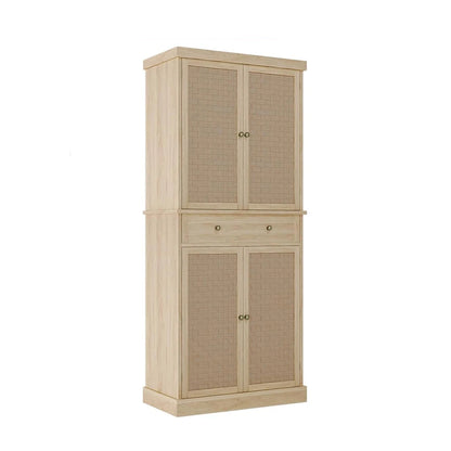 Kitchen Pantry Cabinet 72" Tall Storage Pantries with 4 Doors and Adjustable Shelves,Farmhouse Cabinet with 1 Drawer