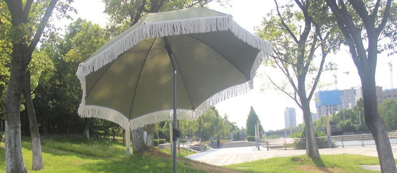 Outdoor Sun Umbrella Beach Large Garden Backyard Sun Umbrellas Camping Foldable Pool Patio Umbrellas Retro Tassel Sunshade