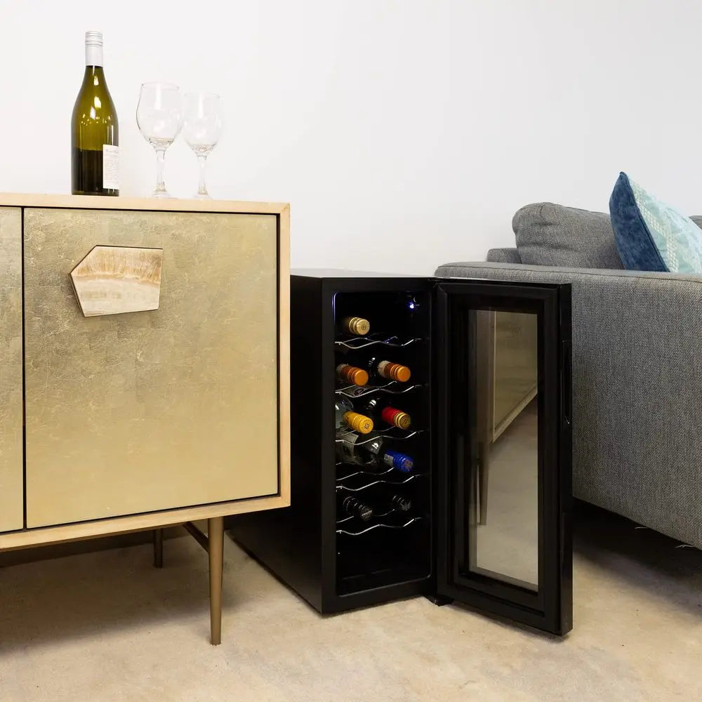 Wine Fridge Freestanding Wine Cooler with Glass Door, Beverage Can Refrigerator
