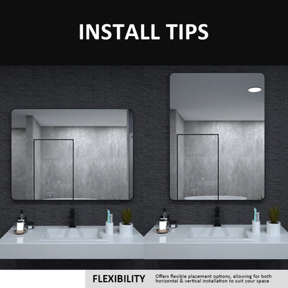 Aluminum Framed Matte Black Rectangle Bathroom Wall Mirror