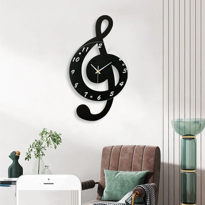 Durable Stylish Musical Note Wall Clock, Silent Non-Ticking, Battery Operated,