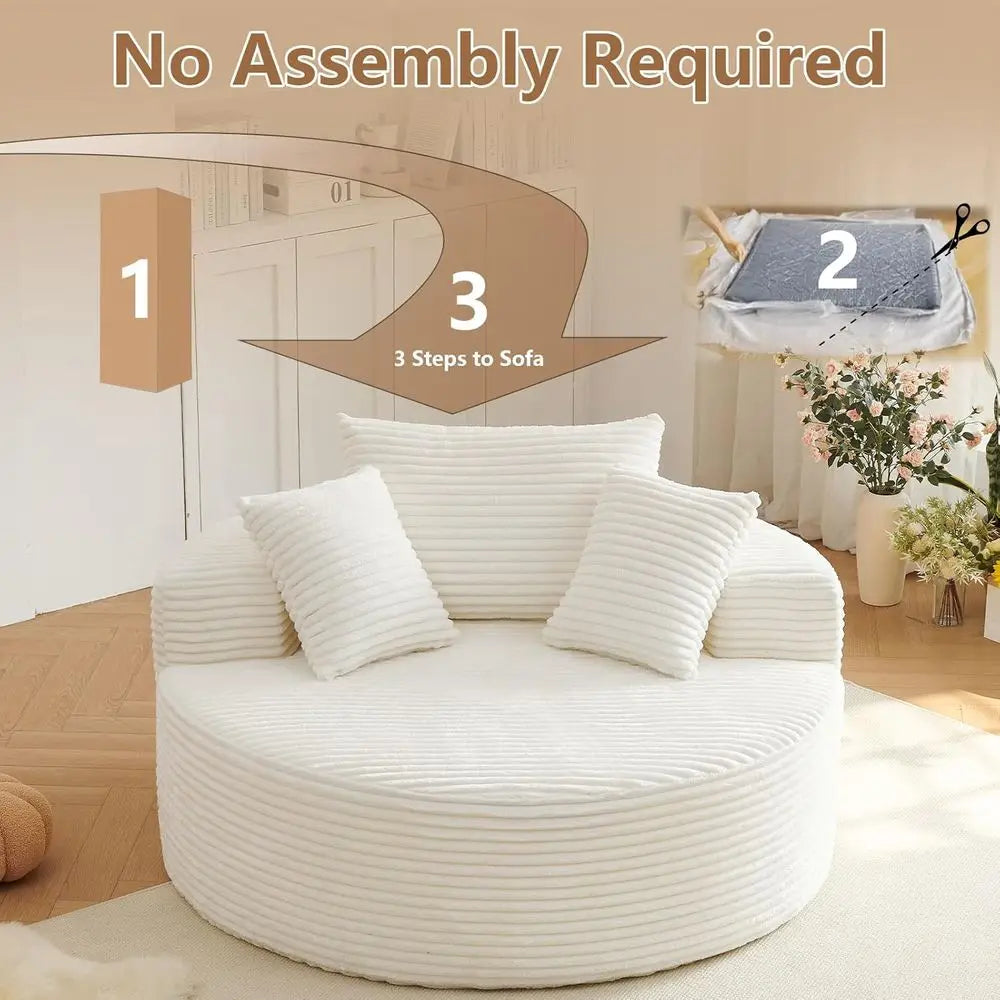 Oversized Round Chair Lounge Chaise Deep Seat
