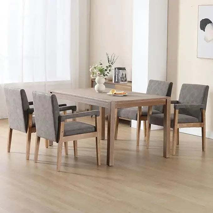 Modern Dining Chairs Set of 4 Linen Fabric Upholstered Kitchen Chairs, with Solid Wood Frame Armchair, Comfy Accent Side Chairs