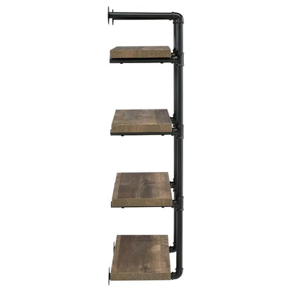 Black and Rustic Oak 4tier Wall Shelf
