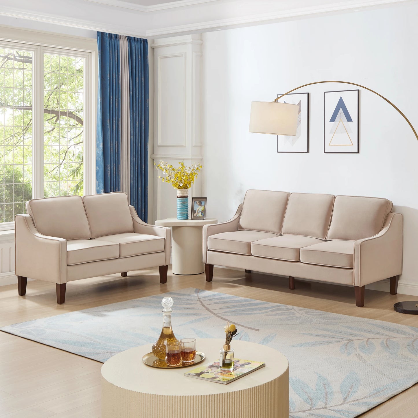 Modern Living Room Triple Recliner Sofa Bedroom Smooth To The Touch Long Lasting Wooden Table Legs Upholstered Velvet Large Sofa