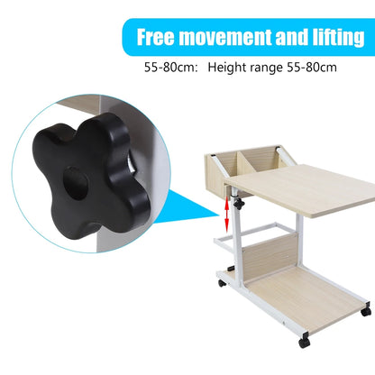 Portable Multifunctional Removable Laptop Desk with Wheels Drawer Bed Sofa Books Snack Laptop Desk Removable Laptop Desk