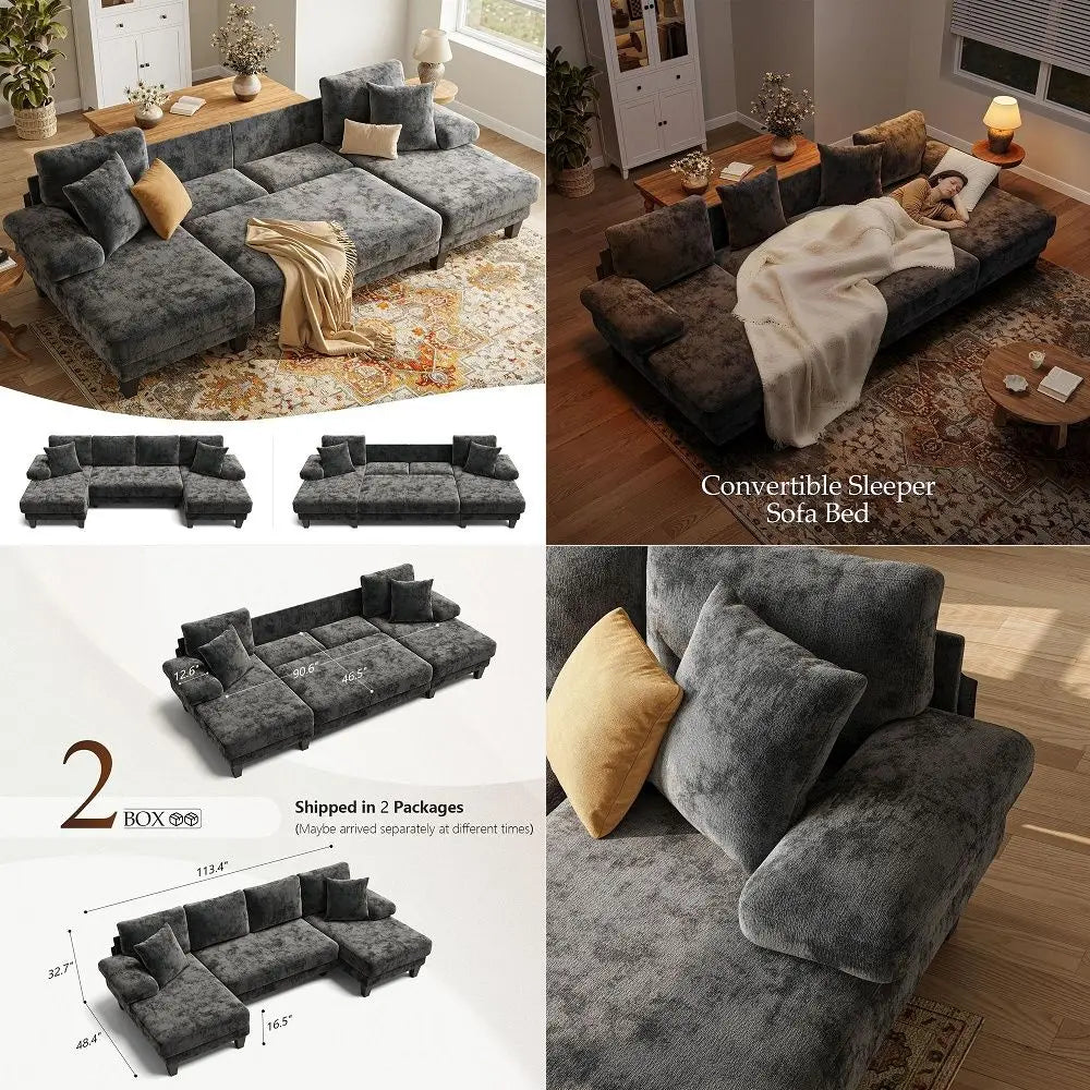 Compressed Sofa, Convertible Sofa Bed, Corduroy Compression Boneless Couch with Pillow