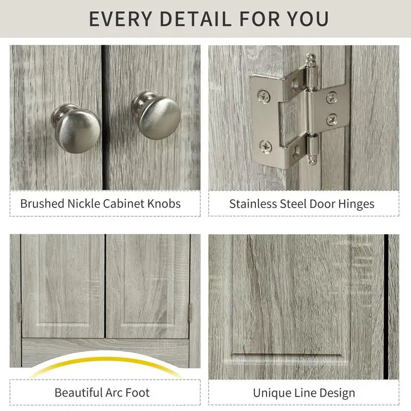 Freestanding Floor Cabinet for Bathroom & Kitchen Storage with Adjustable Shelves
