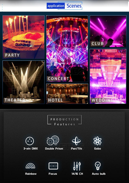 2/4pcs 275W Moving Head Light Rainbow Frost Effect DJ Disco