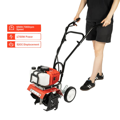 Gasoline Garden Tiller Cordless 2-stroke Air-Cooled Cultivator Rotary for Trenching Loosening 12in/30cm Wide 12cm dp