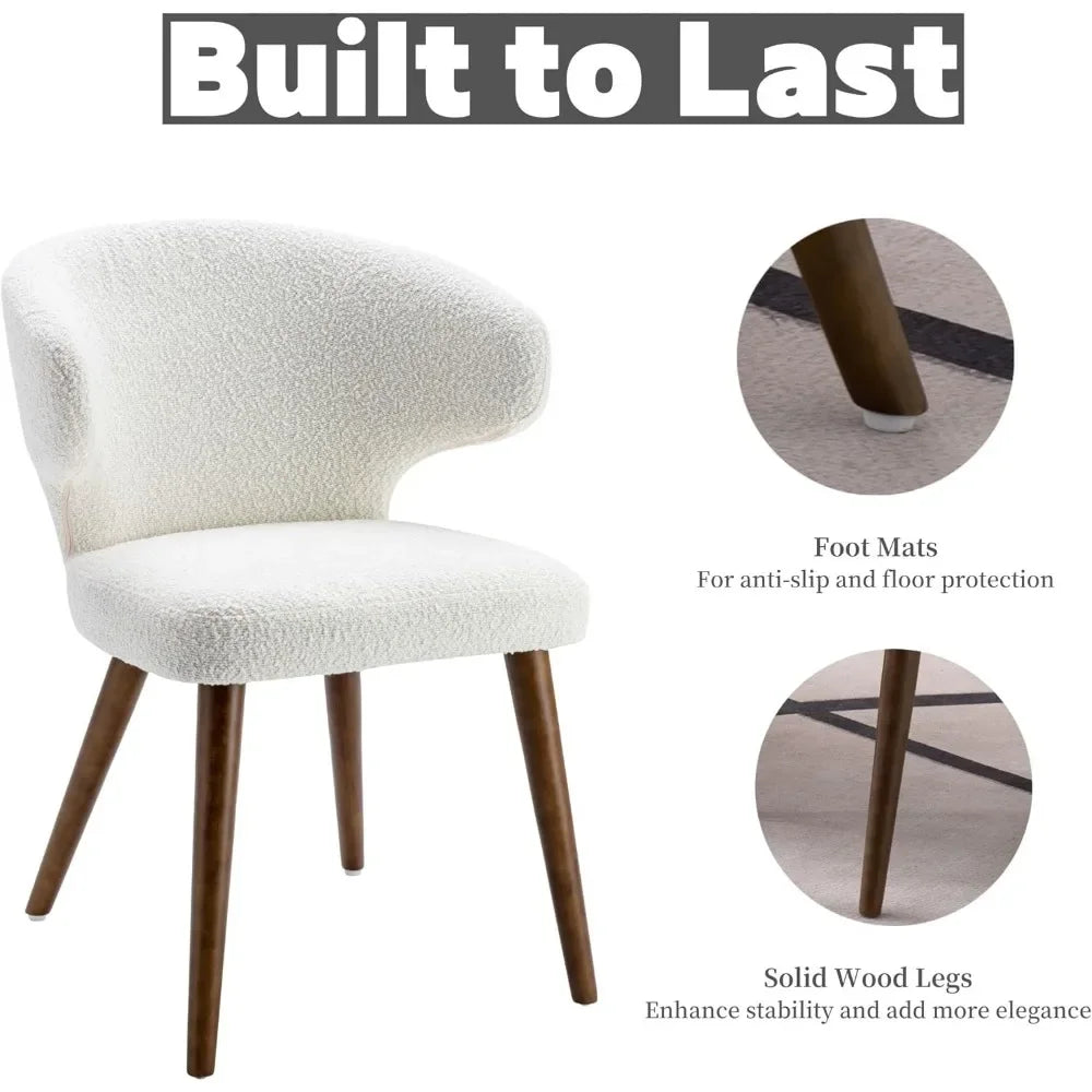 Upholstered Accent Arm Chairs Set of 6, for Kitchen Dining Room Side Chairs with Wood Legs, Mid Century Modern Dining Chairs