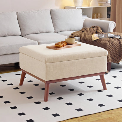 Large Storage Ottoman , 31.4 inch Lift Top Large Coffee Table with High-density Foam Wood Legs