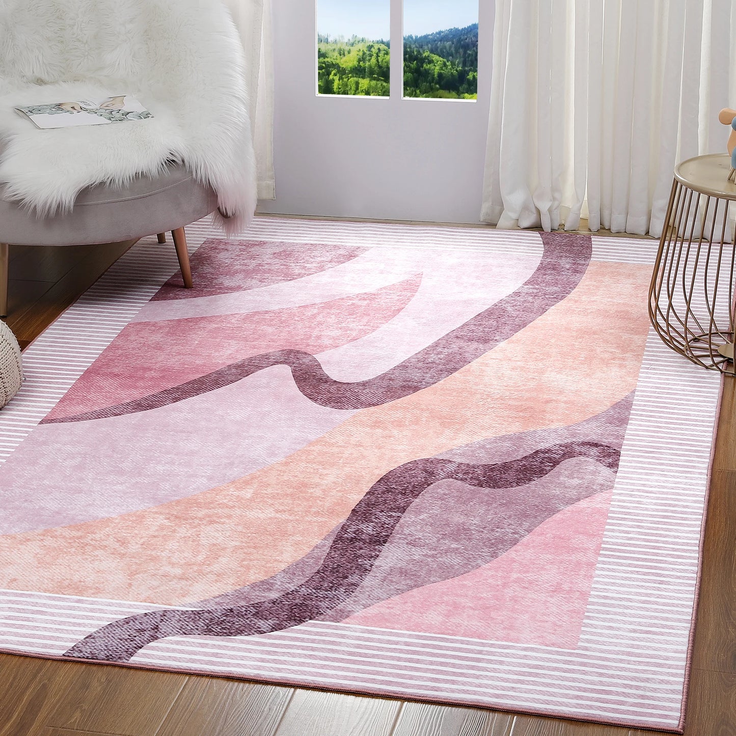 Area Rugs for Living Room, Machine Washable Vintage Rug,