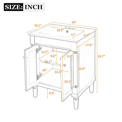 24 Inch Bathroom Vanity with Single Sink Combo Set, Modern Bathroom Storage Cabinet with Double Soft Closing Doors,, Customized