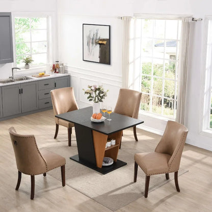 61.81 46.46 inch Extendable Dining Table with Built-in Storage Modern Wooden Table