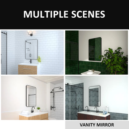 Aluminum Framed Matte Black Rectangle Bathroom Wall Mirror