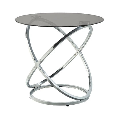 3piece Occasional Table Set Chrome Finish Metal Cocktail Table End Tables Tempered Glass Top