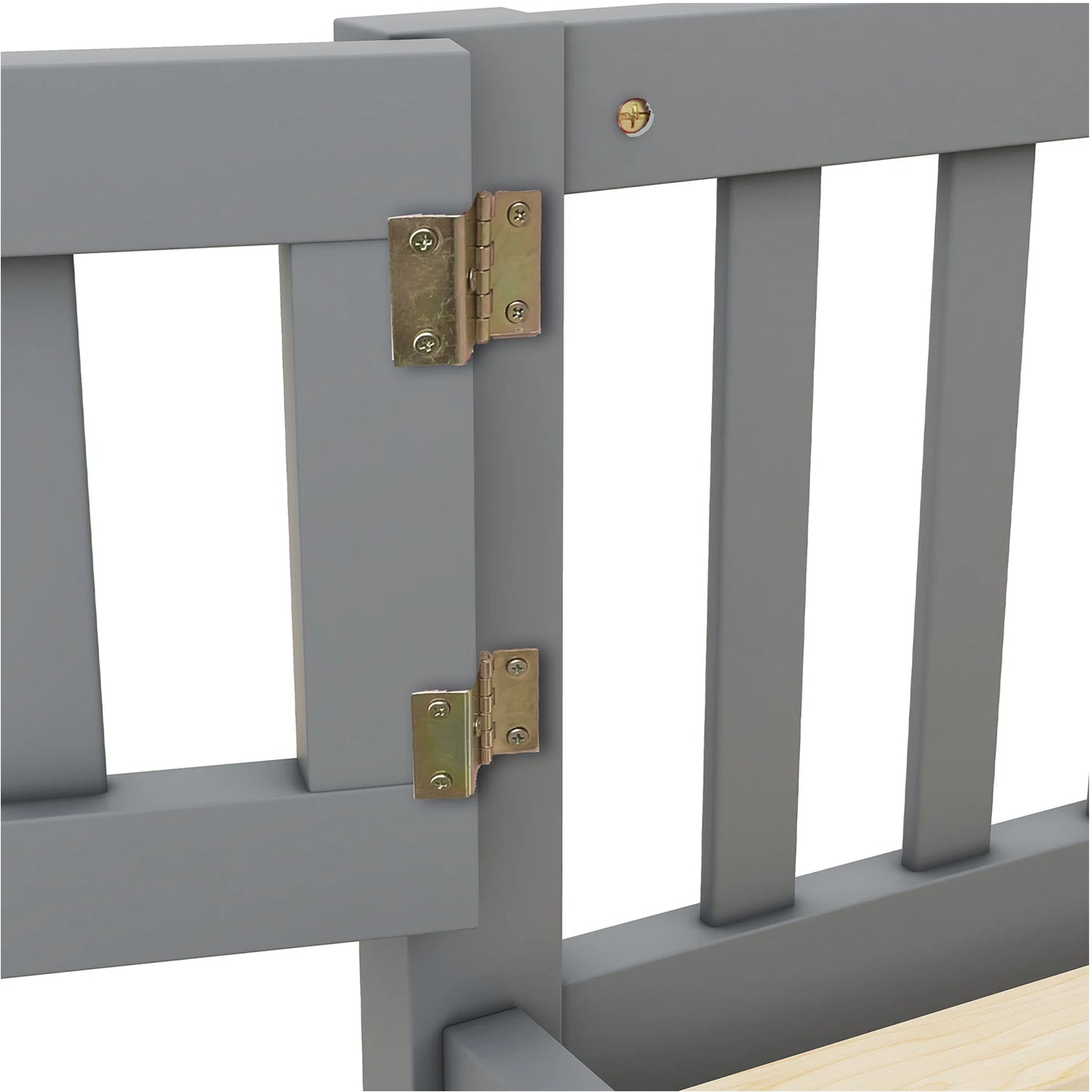 Toddler Floor Bed Frame with Safety Guardrails Doors Wood Slat Support Bed Detachable Platform Bed for Kids Bedroom Nursery