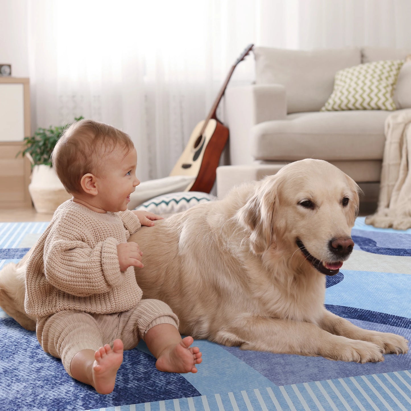 Area Rugs for Living Room, Machine Washable Vintage Rug,