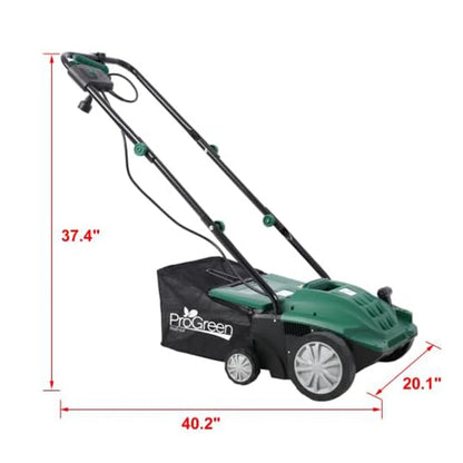 2-in-1 Electric Garden Scarifier & Dethatcher 15AMP Lawn Aerator with 58QT Detachable Bag 5 Height Adjustments for Thatch