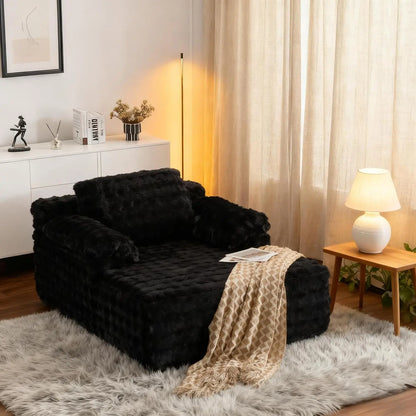 Oversized Chaise Lounge Chair Indoor Reading Chairs Comfy Bubble Fleece Upholstered Boneless Sofa Bed Sleeper, Customized