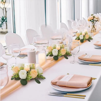 Candle Rings Candlestick Garland Artificial Rose Wreath Christmas Decoration Window Props Table Wedding Event Arrangement