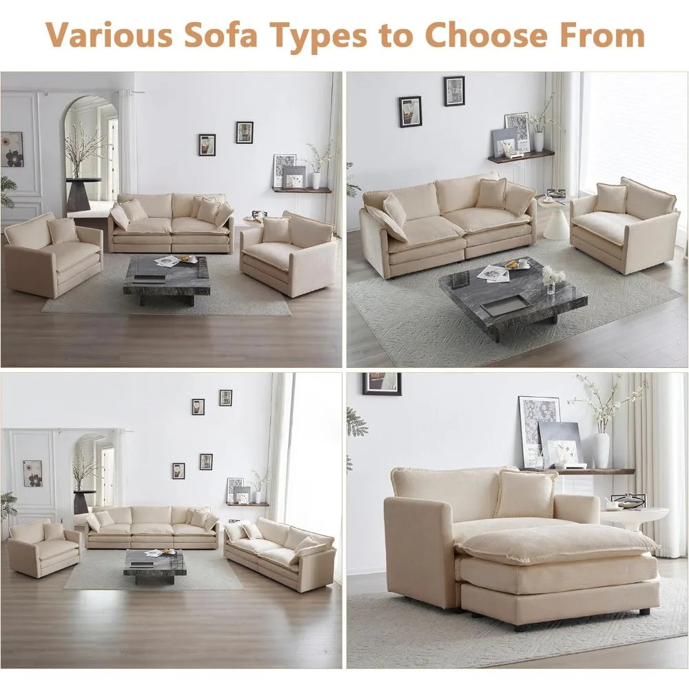 Single Seat Sofa,with Toss Pillow for Living Room Bedroom, Chenille Comfy Deep Upholstered Couch Armchair
