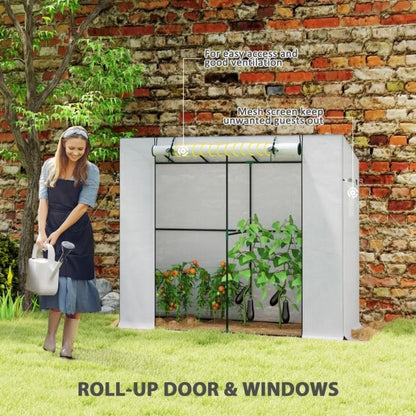 Walkin Portable Greenhouse Small Greenhouse for Outdoors with UVresistant PE Cover 6.6' x 2.5' x 5.6' White
