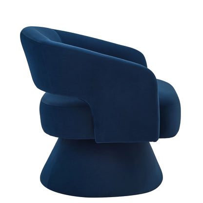 Modern Swivel Chair Upholstered Velvet Round Accent Armchair