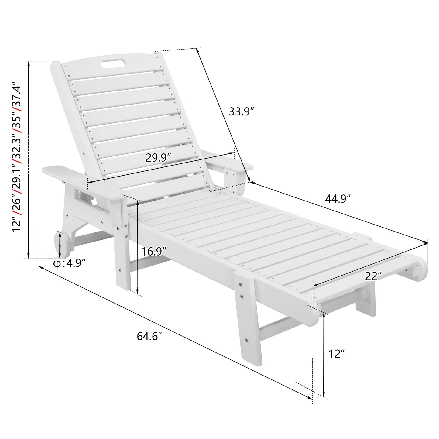 Backrest Adjustable Lying Bed White