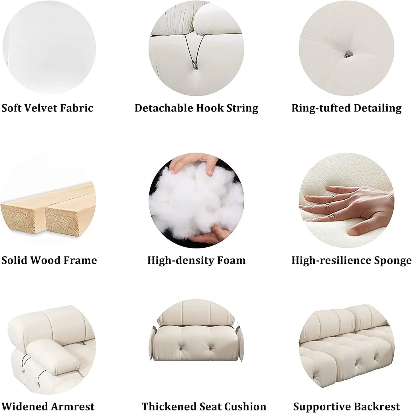 Minimalist Modular Sectional Sofas Modern Velvet Convertible Couches 3 Seats Living Room Sofa Sets
