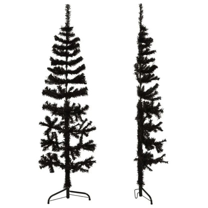 Slim Artificial Half Christmas Tree with Stand Black 5 ft