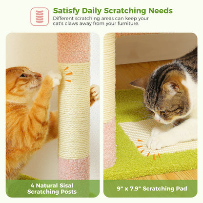 Cat Tree Tower with 4 Natural Sisal Scratching Posts
