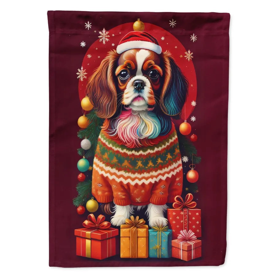 English Toy Spaniel Holiday Christmas House Flag Large Porch Sleeve Pole e
