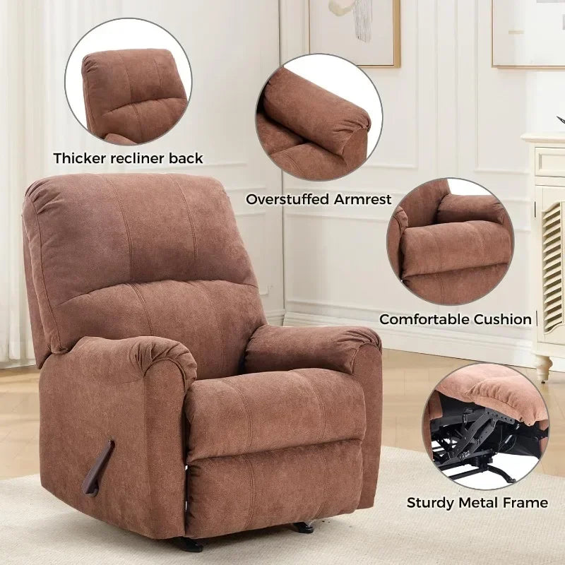 Rocker Recliner Chair for Adults Set of 2,Manual Recliner Chair with Overstuffed Backrest and Armrests,Soft Fabric Manual