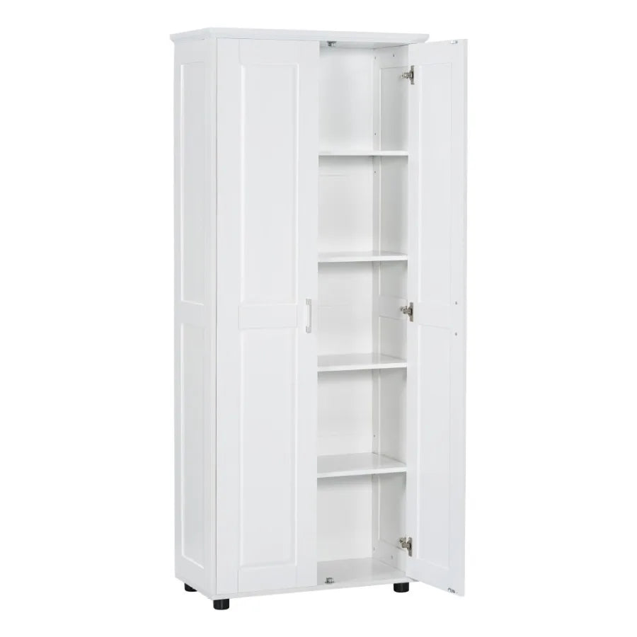 Storage Cabinet with Two Doors for Bathroom Office Adjustable Shelf MDF Board White