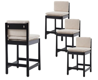 Counter Height Bar Stools Set of 4 Farmhouse Barstools with Back Mid Century Modern Counter Stools with Natural Wood, Customized