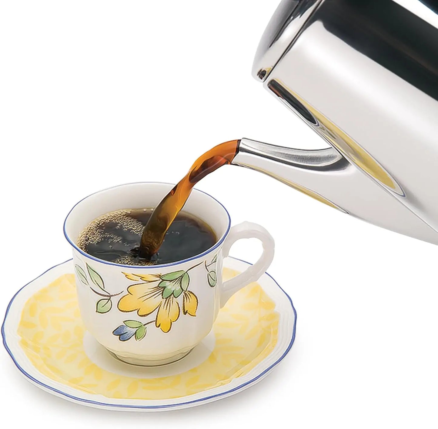 Stainless Steel Electric Coffee Percolator 12-Cups with Easy-Pour Spout and Stay-Cool Handle