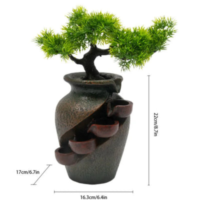 Brown Tabletop Fountain Mini Waterfall for Indoor Spaces